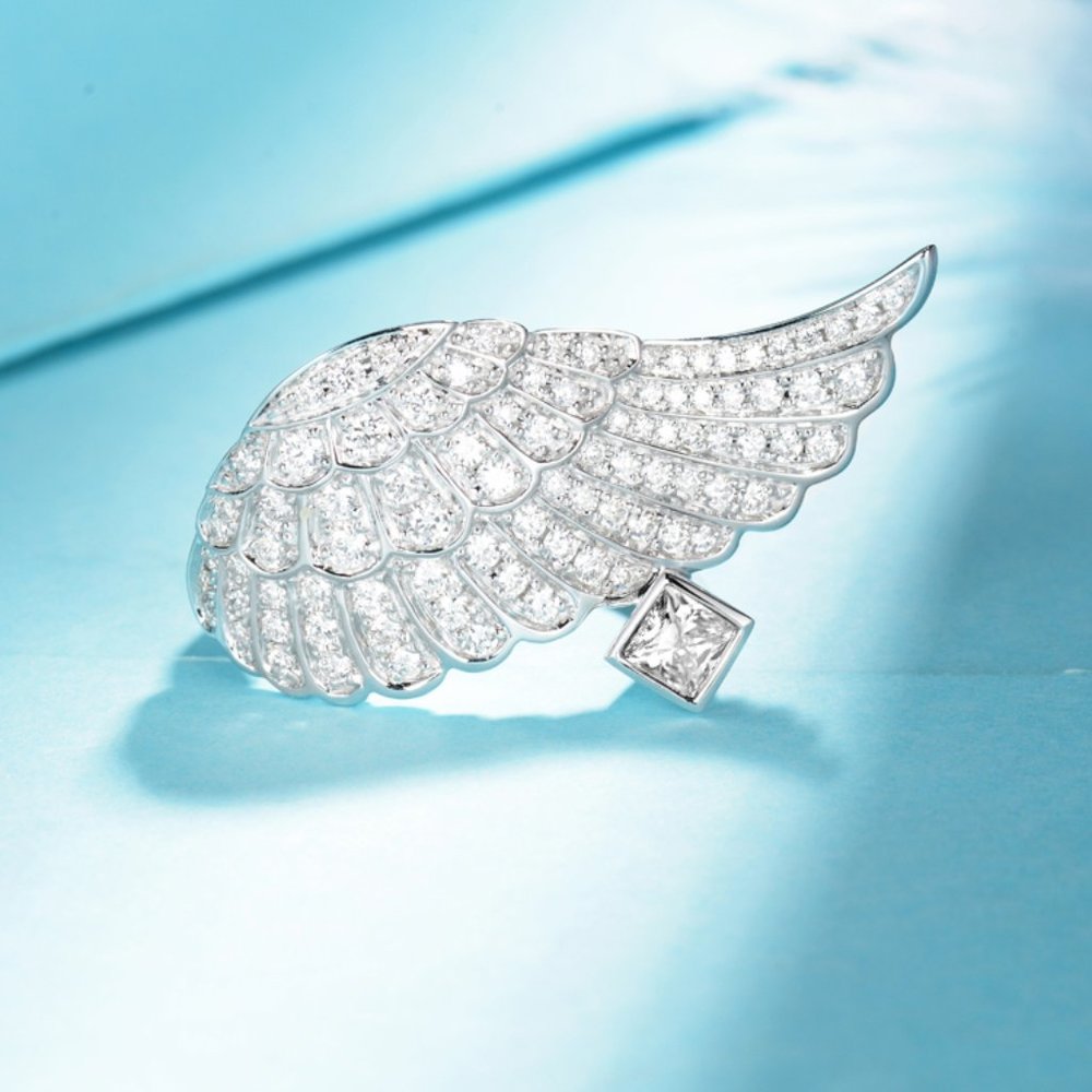 Lovely Fashion Zircon Full Filled Romantic Angel Wings Ring for Women, P…